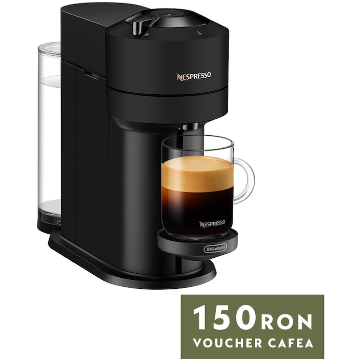 Espressor Nespresso De'Longhi Vertuo Next ENV120.BM, 1500W, Centrifusion™, Conectare la telefon, 1.1L, Negru mat + set capsule degustare