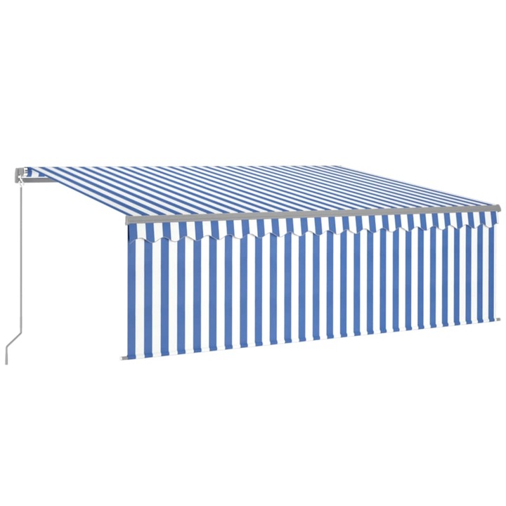 Copertina retractabila manual cu stor vidaXL, albastru&alb, 4,5x3 m, 29.04 kg