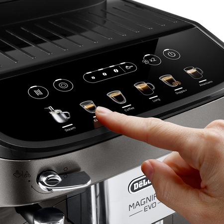 Espressor automat De'Longhi Magnifica Evo ECAM 290.42.TB, Sistem spumare lapte manual, Rasnita cu 13 setari, 1,8l, 15 bar, 1450W, Negru/Argintiu