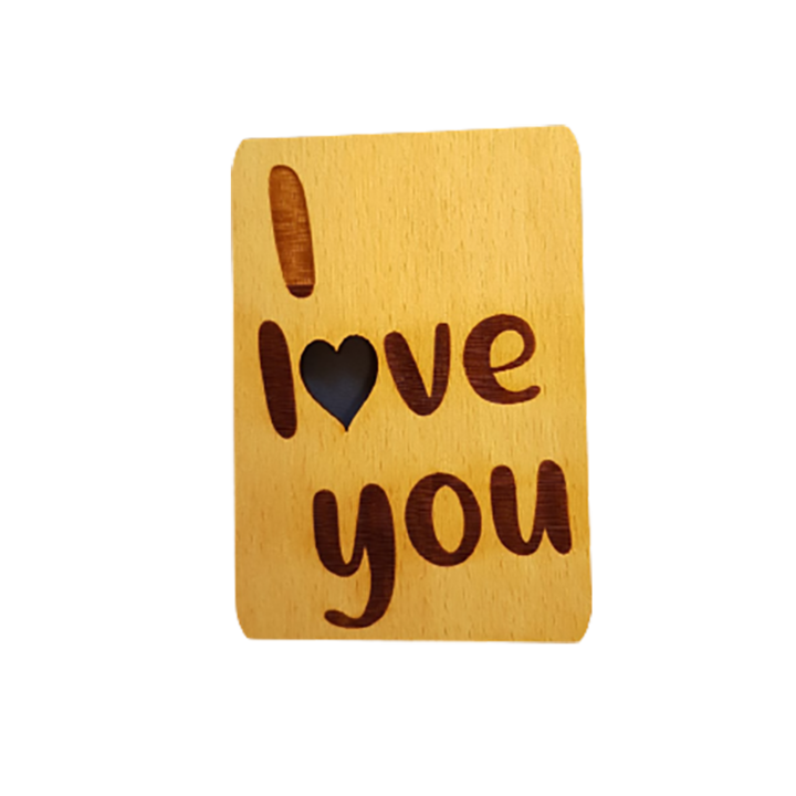 Magnet pentru iubit/a, "I love you", lemn natur, 7x10 cm, ArtemisGift
