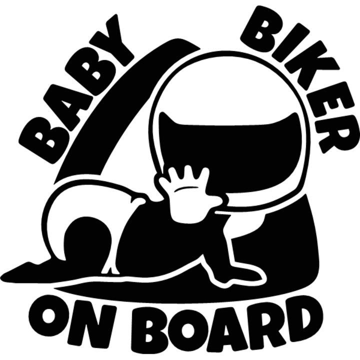 Sticker decorativ auto "Baby biker la bord'', 20x20cm, Negru