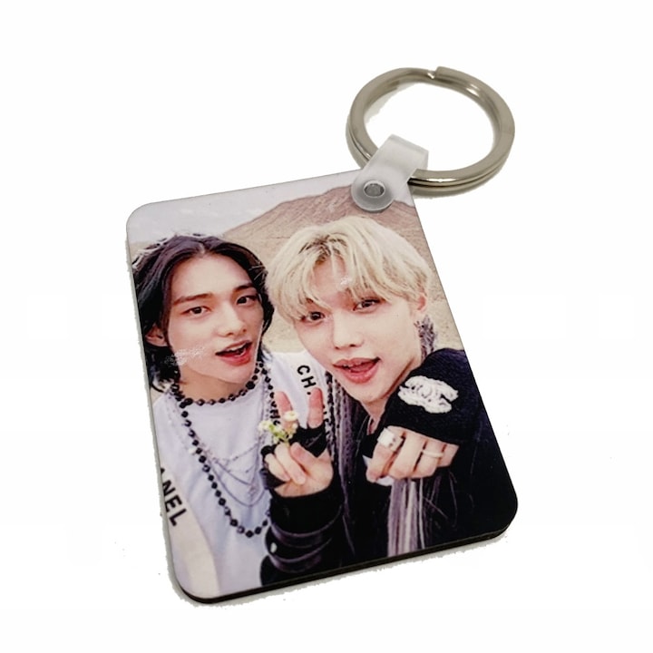 Breloc personalizat stray kids hyunjin and felix, multicolor, 4x5 cm