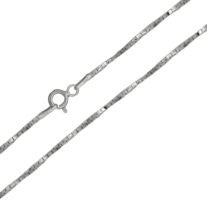 Ezüst nyaklánc ródiummal vésett tekert kocka 45 cm