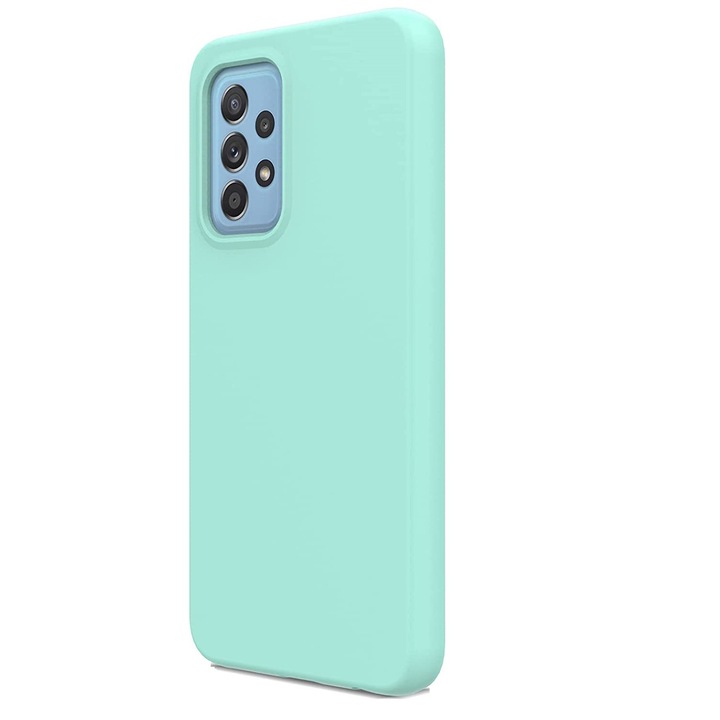 Husa protectie compatibila cu Samsung Galaxy A32 4G, ultra slim, silicon Awesome Mint, verde deschis menta, cu interior de catifea, protectie camera, PlanetPhone