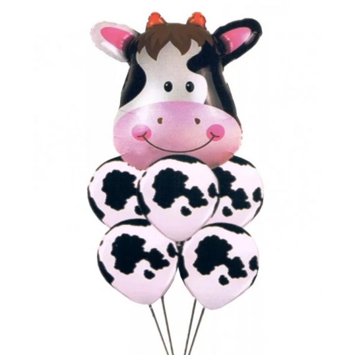 Tehén mintájú 7db-os lufi készlet