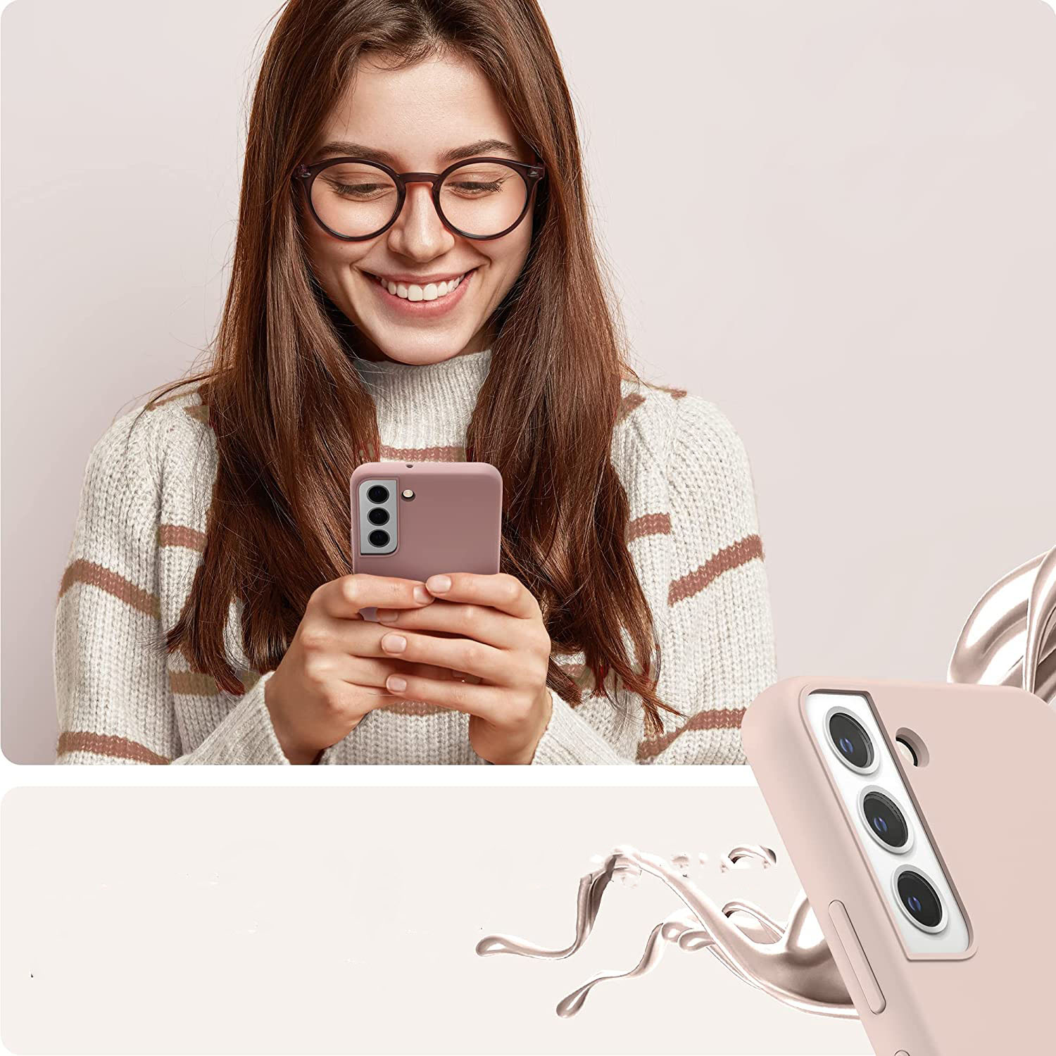 Husa protectie compatibila cu Samsung Galaxy S22 Plus, Silicon TPU si Interior cu Microfibra, Camera Ultra Safe, Ultra Thin, Roz pal