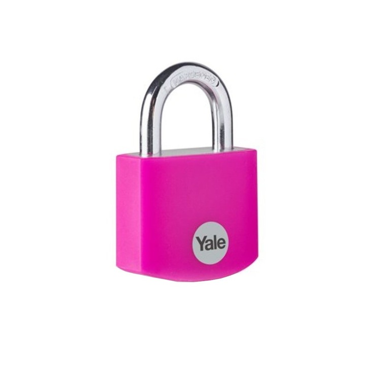 Lacat Yale din aluminiu corp 25 mm, veriga standard, nivel standard de protectie, culoare roz YE3B/25/112/1/P