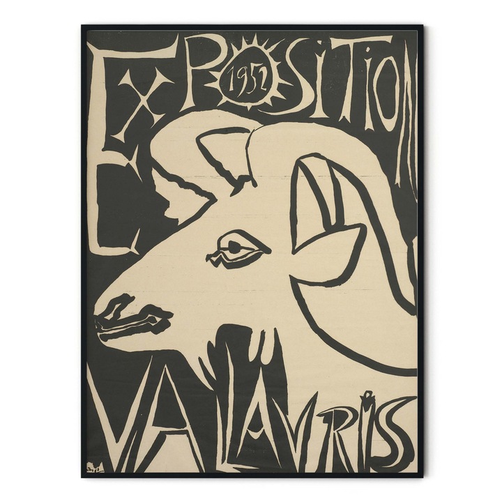 Tablou Poster, Intaglio, Modern, alb negru, Exhibition de Pablo Picasso, fara rama, print pe hartie foto Fine Art 30 cm 42 cm