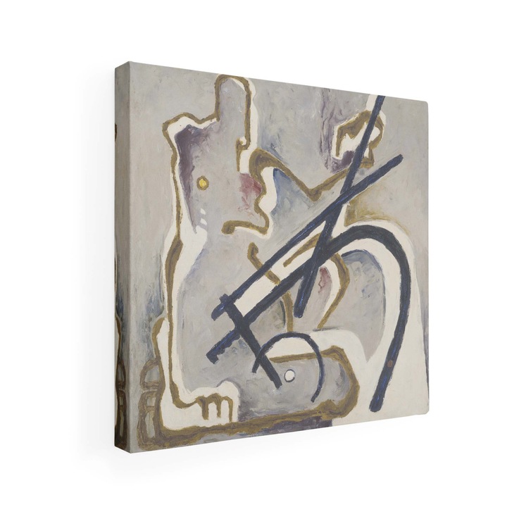 Tablou Canvas, Intaglio, Abstract, print pe panza Premium, color, pe fundal gri, pentru living, dormitor, birou, hol 50 cm 50 cm