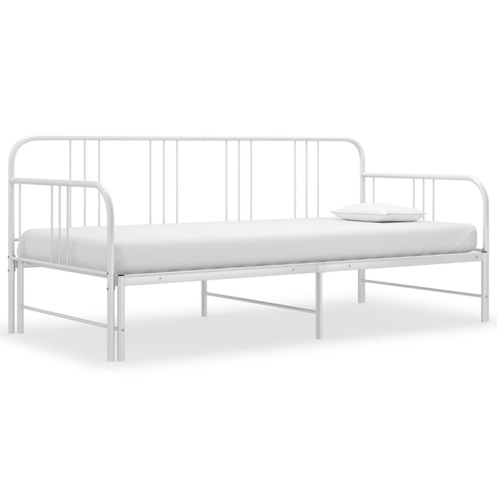 Рамка за легло vidaXL, разтегателен диван, бяла, метал, 90x200 см, 21.5 Kg