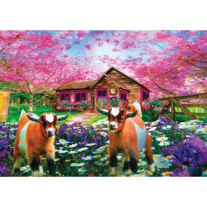 Art puzzle - Puzzle A tavasz érkezése - Kecskék - 500 darab