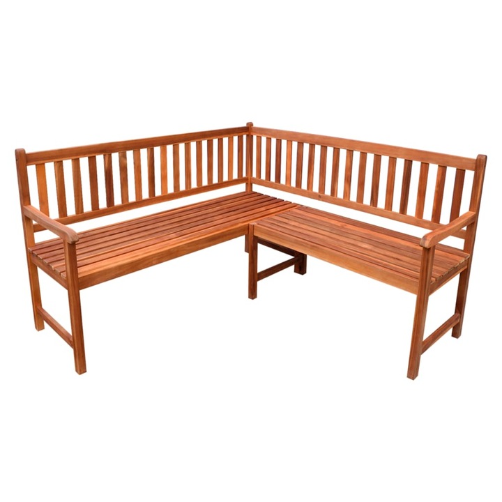 Bancheta de colt vidaXL, Lemn de acacia, 150 x 150 x 90 cm, Verde