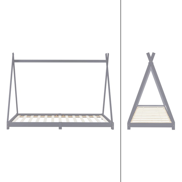 Pat 2 in 1 ML-Design, 208 x 157 x 98 cm, lemn de pin, loc de dormit si de joaca