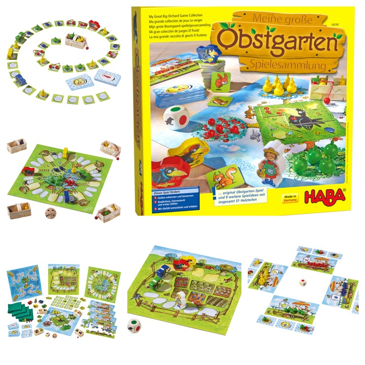 Комплект настолни детски игри Haba 302282, 10 броя, Овощна градина, 3-6години, С инструкция на бълг.език