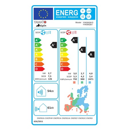 Aparat de aer conditionat inverter Yamato Alpin, 9000 BTU, Flux aer 3D, control WiFi, Generator ioni Cold Plasma, FIltrare dubla, kit instalare inclus