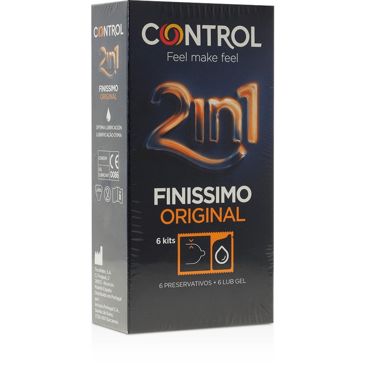 Prezervative si gel lubrifiant Control Finissimo 2 in 1, 6 bucati