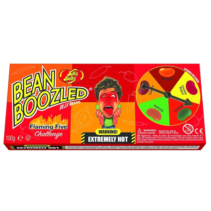 Jelly Belly Bean Boozled Flaming Five cukorka, fűszeres, rulett játék, 100 g