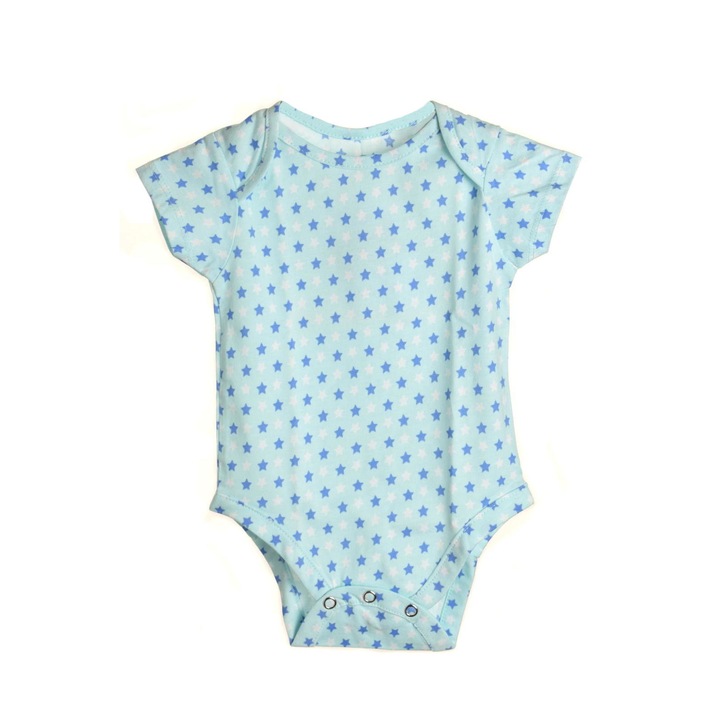 Body cu maneca scurta unisex, Tiny Tillia, Blue Star, Alb/Albastru, 68 cm