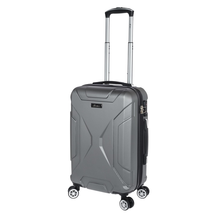 Куфар Stelxis, за кабина, Stelxis, ST 525, 58 cm, С 4 колела, ABS, Сив