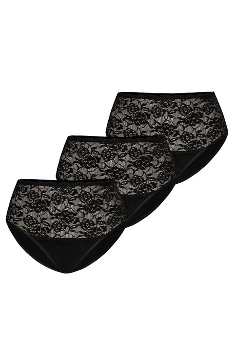 Комплект бикини с висока талия 3 чифта Violetta, Teyli, Черен