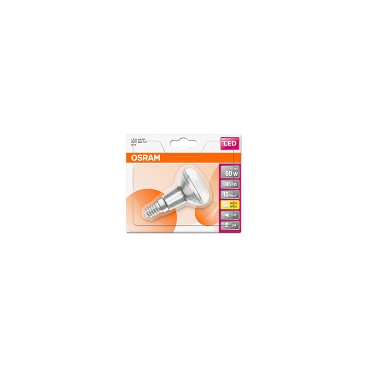 Osram Star R50 matt üveg búra/4,3W/345lm/2700K/E14 LED spot izzó
