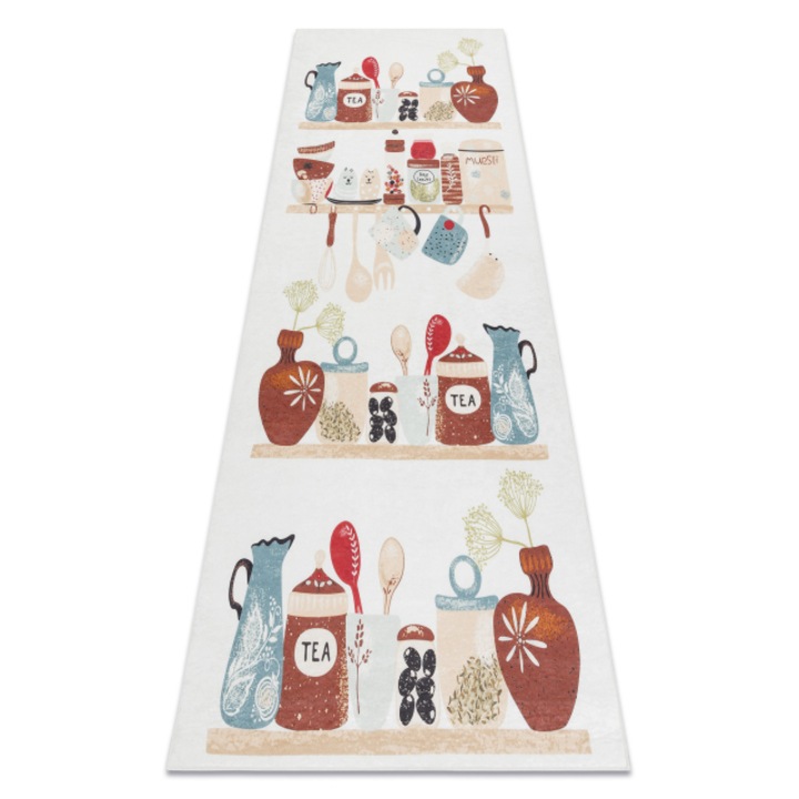 Andre 1299 covor lavabil bucate, DYWANY ŁUSZCZÓW bucatarie, anti-alunecare - bej, 80x200 cm