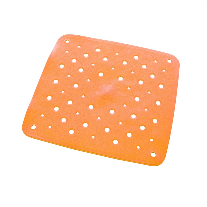 Covoras antiderapant cabina de dus IS0756, Cauciuc, 51 x 51 cm, Portocaliu