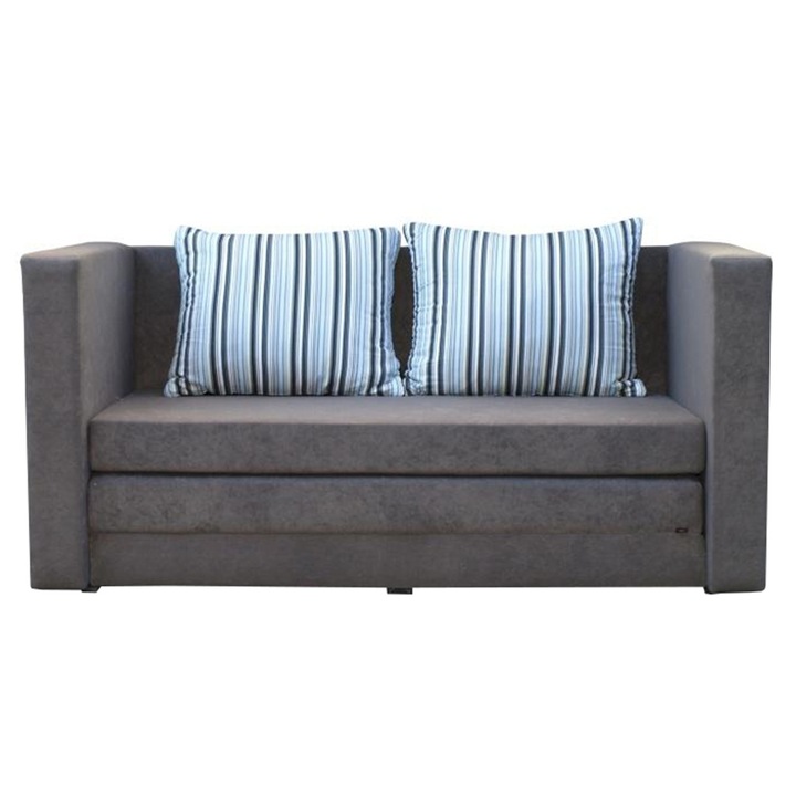 Разтегателен диван със сива текстилна тапицерия Катарина 135х71х61 см