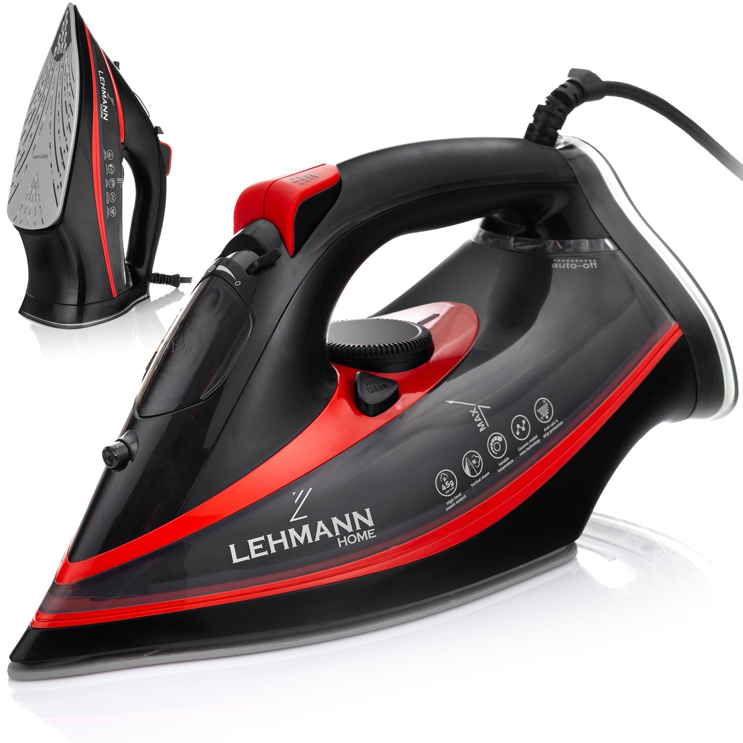Fier de calcat Lehmann Strokkur, 2200 W, jet de abur 25-35g/min, Anti-Calc/Anti-Drip/Auto-shut off/Self-clean