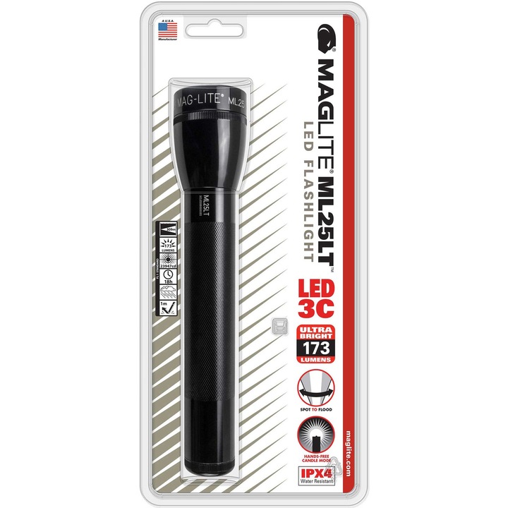 Lanterna Maglite LED, 3xC, 173 lumeni, negru