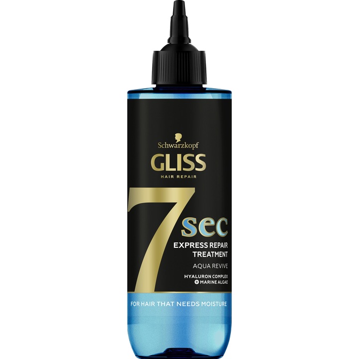 Терапия Gliss 7 Seconds Aqua Revive, Ескпресно възстановяване, За суха и нормална коса, 200 мл