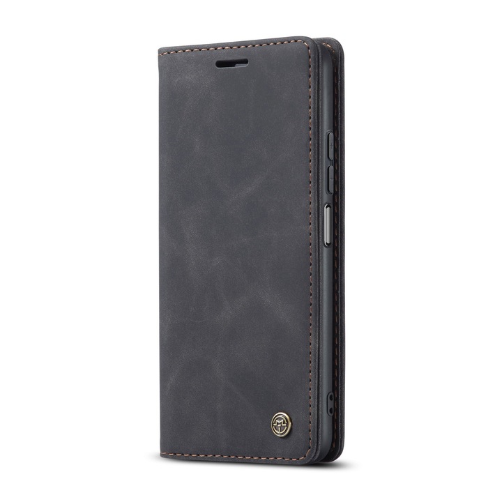Husa pentru Xiaomi Mi 11 Lite, Xiaomi Mi 11 Lite New Edition 5G, CaseMe, slim piele, tip portofel, stand, inchidere magnetica, textura catifelata, Negru