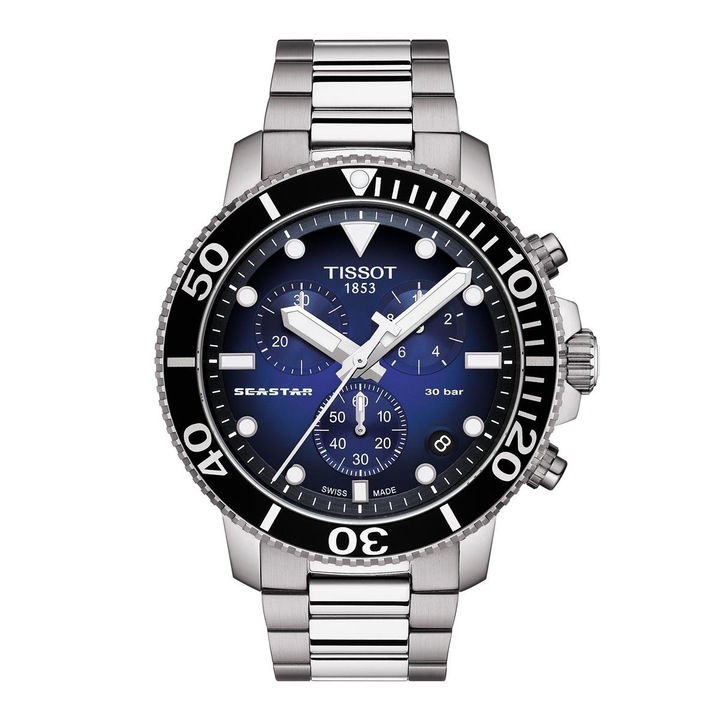 Мъжки часовник Tissot Seastar 1000 Chronograph, Неръждаема стомана, Сребро