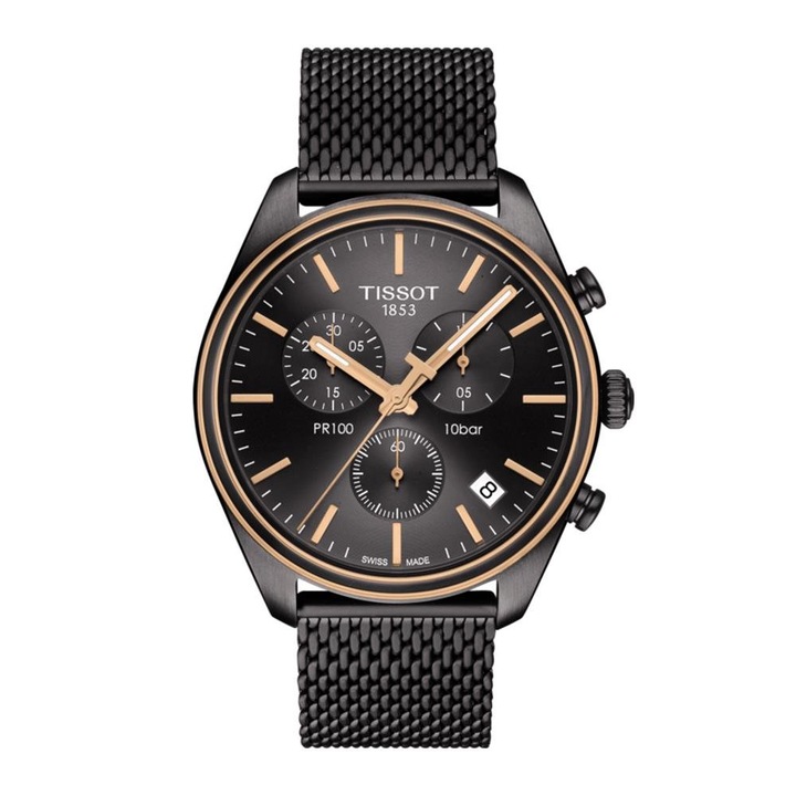 Мъжки часовник Tissot PR 100 Chronograph T-Classic, Неръждаема стомана, Черен