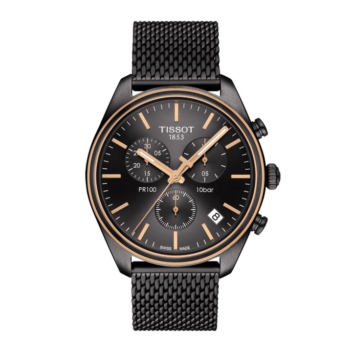 Ceas barbati Tissot PR 100 Cronograf T-Classic, Otel inoxidabil, Negru