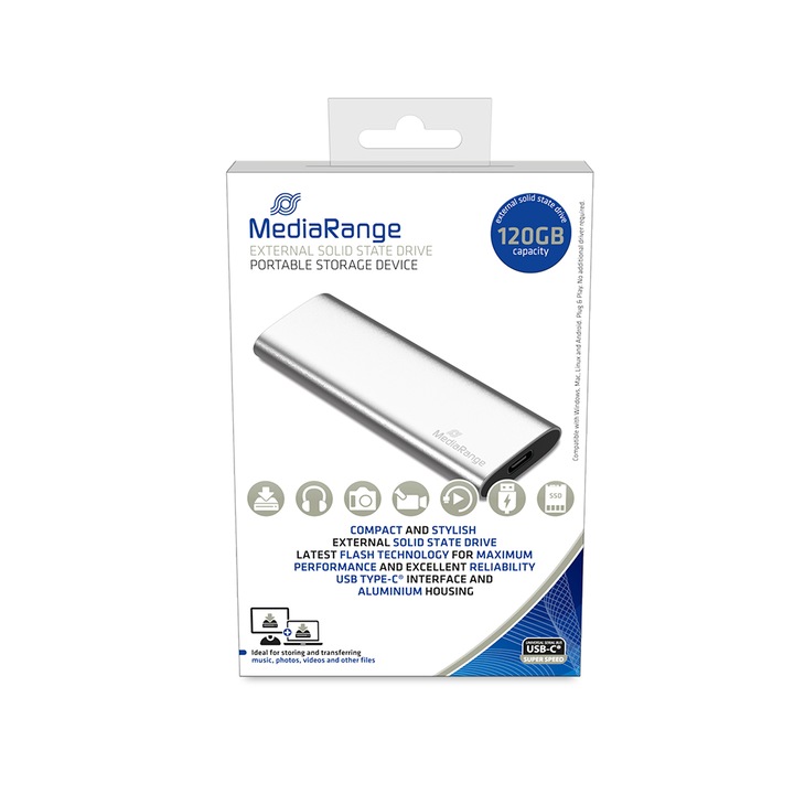 Solid State Drive MediaRange MR1100, USB 3.1, 120 GB