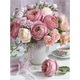 Set de broderie cu diamante 5d, Pictura 30x40 cm, model vaza cu flori, ZY-001
