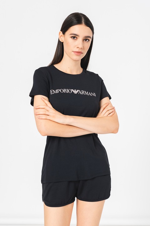 Emporio Armani Underwear, Домашна тениска с лого, Черен