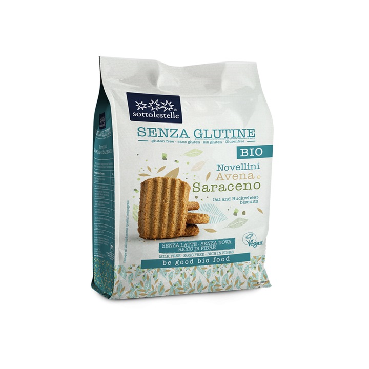Biscuiti fara gluten cu ovaz si hrisca ECO 250 g Sottolestelle