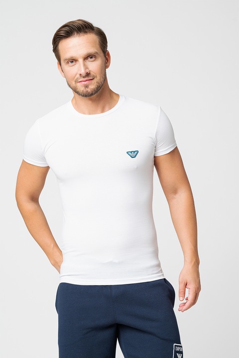 Emporio Armani Underwear, Póló logós foltrátéttel, Fehér
