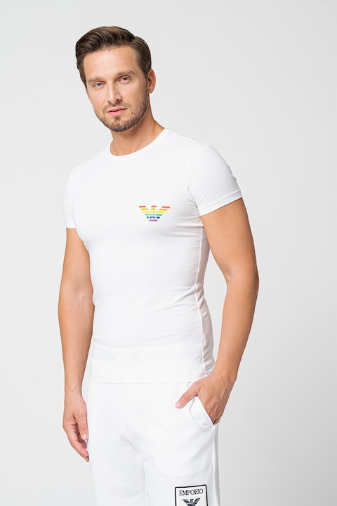 Emporio Armani Underwear, Kerek nyakú logómintás póló, Fehér
