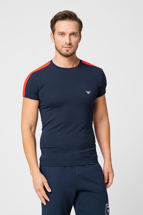 Emporio Armani Underwear, Póló kontrasztos szegélyekkel, Piros/Fehér/Tengerészkék