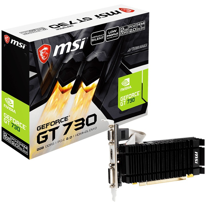 Видео карта MSI GeForce® GT 730 Heatsink, 2GB DDR3, 64-bit