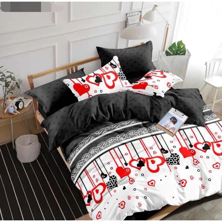 Комплект спално бельо плътен фин памук 6 части JOJO HOME двустранно многоцветен