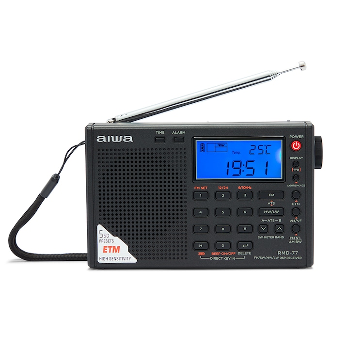 AIWA RMD-77 hordozható világvevő rádió, Fekete