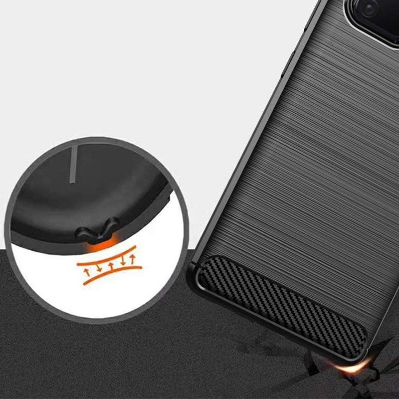 Husa de silicon pentru Samsung Galaxy S10 Lite, TPU Ultra Protect Slim Anti-Soc, Fibra de Carbon, Negru