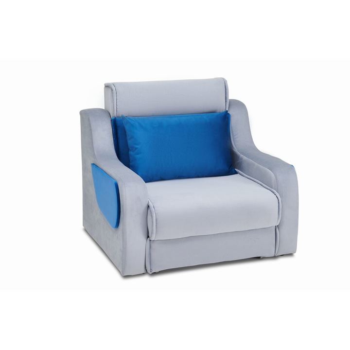 Fotoliu extensibil gri/albastru Serenity, structura solida din otel, 114x104x100 cm