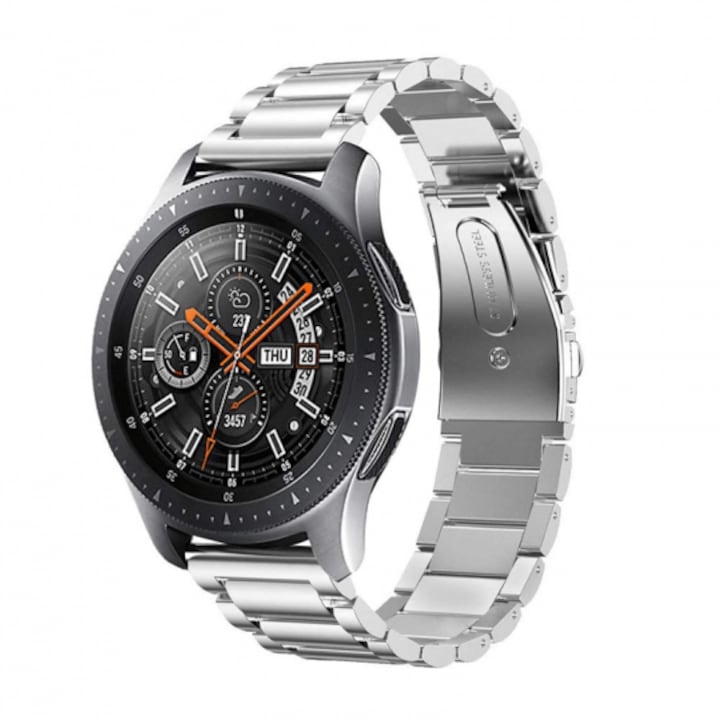Curea metalica Svod universala, 22mm, compatibila cu Samsung Galaxy Watch/Gear S3/Huawei Watch GT 2, Argintiu