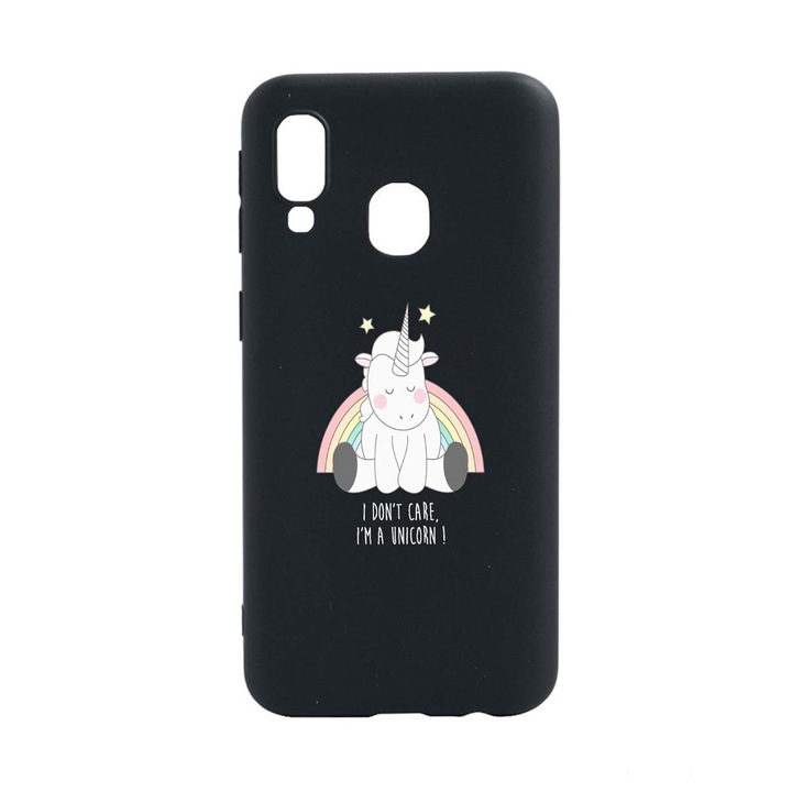 Husa Silicon Compatibila Cu Samsung Galaxy A40, Unicorn - I Don't Care, rezistenta la uzura, B 524