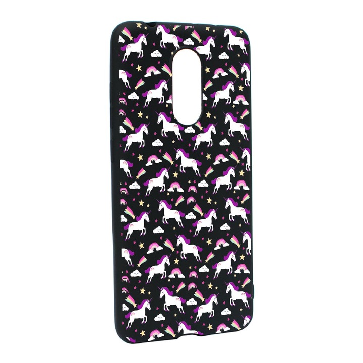 Силиконов калъф Unique за Xiaomi Mi 9T, Unicorn Rainbow, Negru, B 520